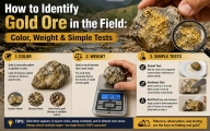 Cómo identificar mineral de oro en el campo: color, peso y pruebas simples