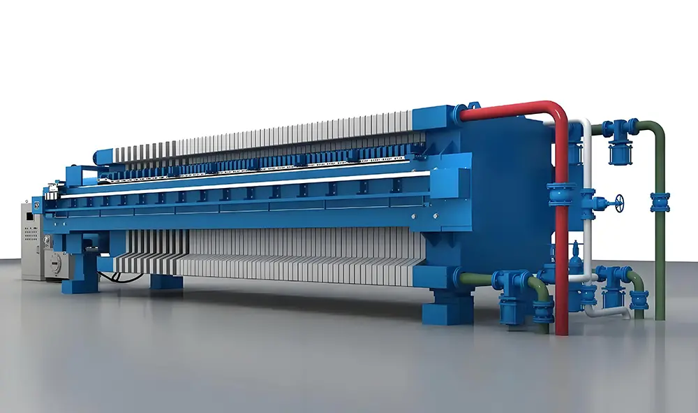 Schematic diagram of plate and frame filter press