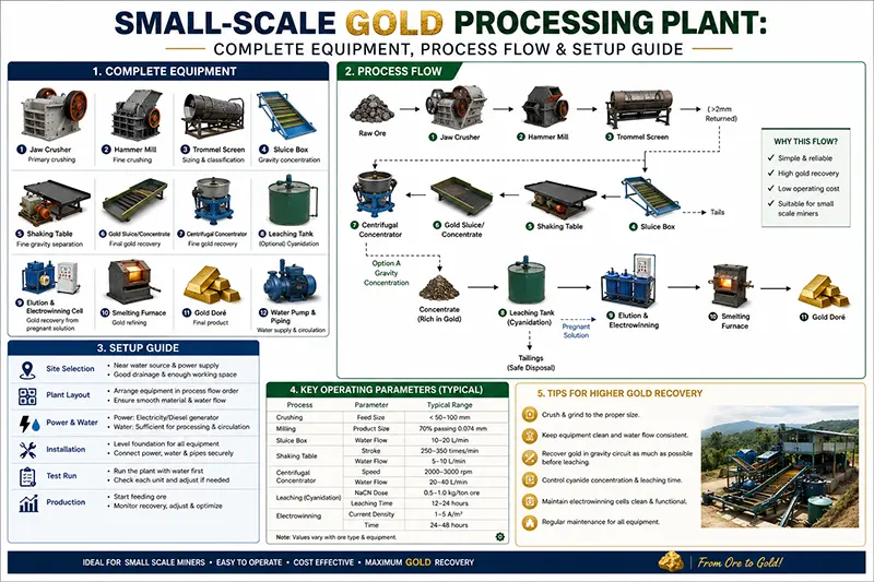 Equipment List for Small Gold Processing Plant