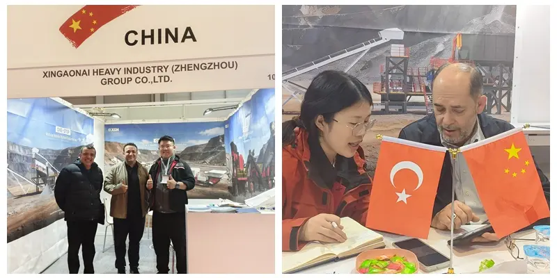 Personal de XINGAONAI recibiendo visitantes en el stand 1009E de Mining Türkiye 2026.