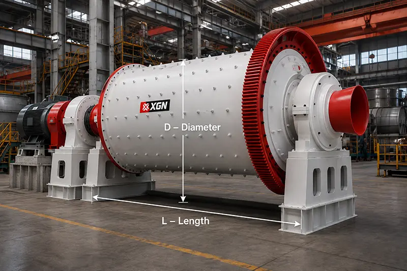Ball mill sizing showing mill diameter and length in a mineral processing plant Ball mill sizing showing mill diameter and length in a mineral processing plant