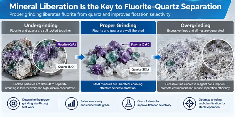 Fluorite and quartz mineral liberation under different grinding conditions Fluorite and quartz mineral liberation under different grinding conditions
