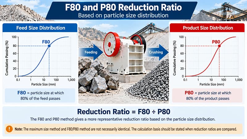 F80 and P80 particle size distribution used to calculate crusher reduction ratio F80 and P80 particle size distribution used to calculate crusher reduction ratio