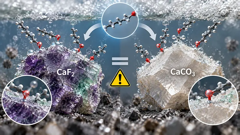 Similar collector adsorption on fluorite and calcite surfaces during flotation Similar collector adsorption on fluorite and calcite surfaces during flotation