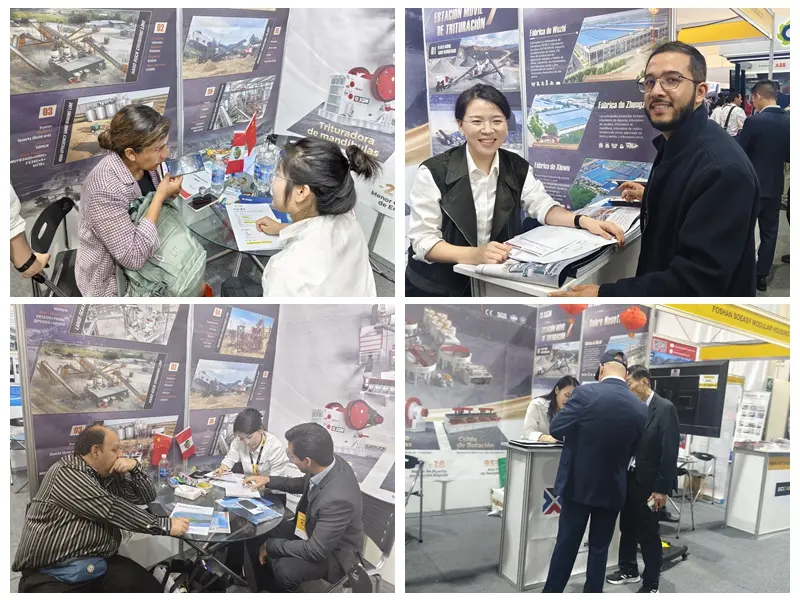 Equipo de XINGAONAI conversando sobre proyectos mineros con clientes en EXPOMINA PERU 2026